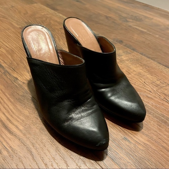 𝅺ROBERT CLERGERIE PARIS black leather platform mules. Made in France. Size 7.5B - Picture 2 of 6
